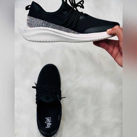 Hey Girl Corkys Frosting  tennis in black with mermaid sparkle - Picture 2 of 2